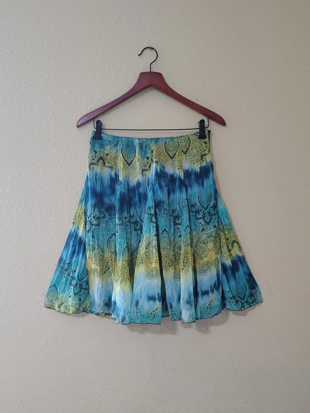 Vintage Tracy Evan Tie Dye Paisley Ruffle Mini Skirt Size 1 Fairy Grunge 90s